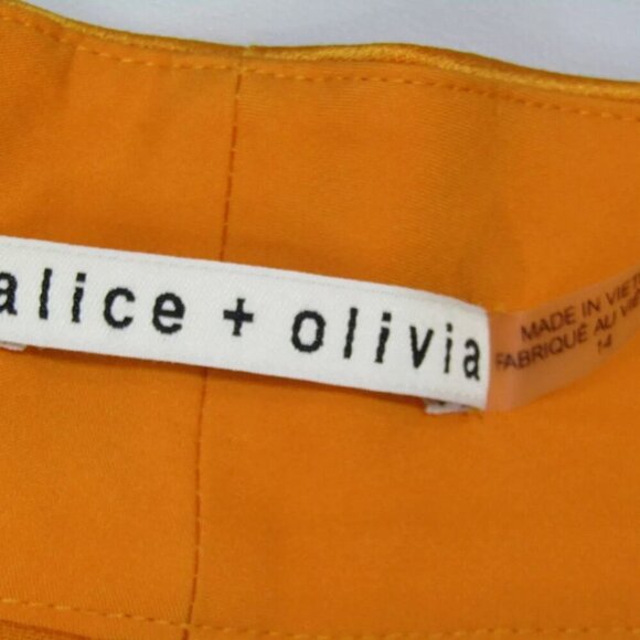 NEW ALICE & OLIVIA Women's Mara Shorts Orange Satin Crossover Waistband Size 14 - Picture 9 of 9